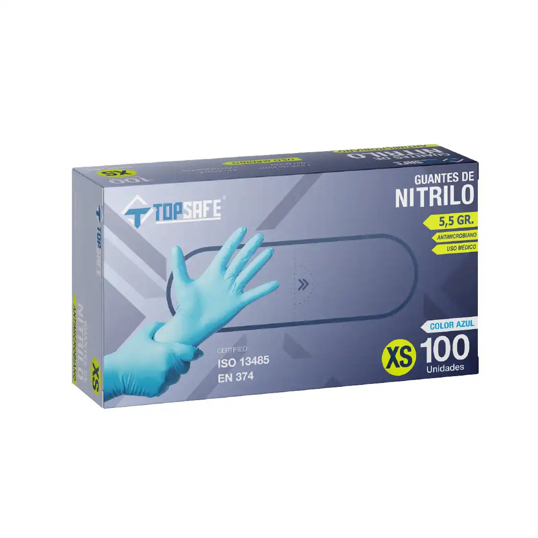 Guante de Nitrilo 5,5 gr. Azul (100u)
