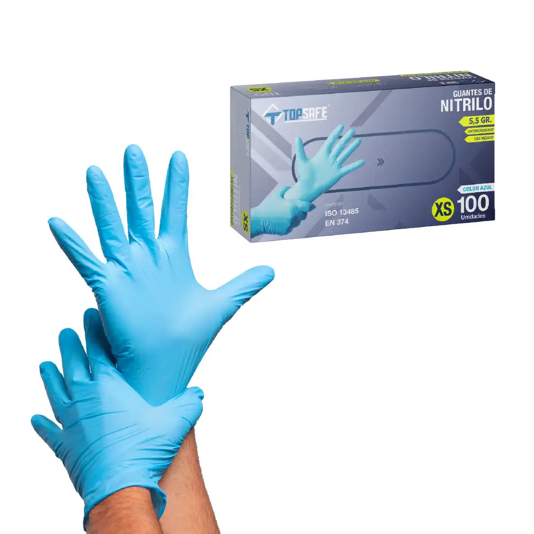 Guante de Nitrilo 5,5 gr. Azul (100u)