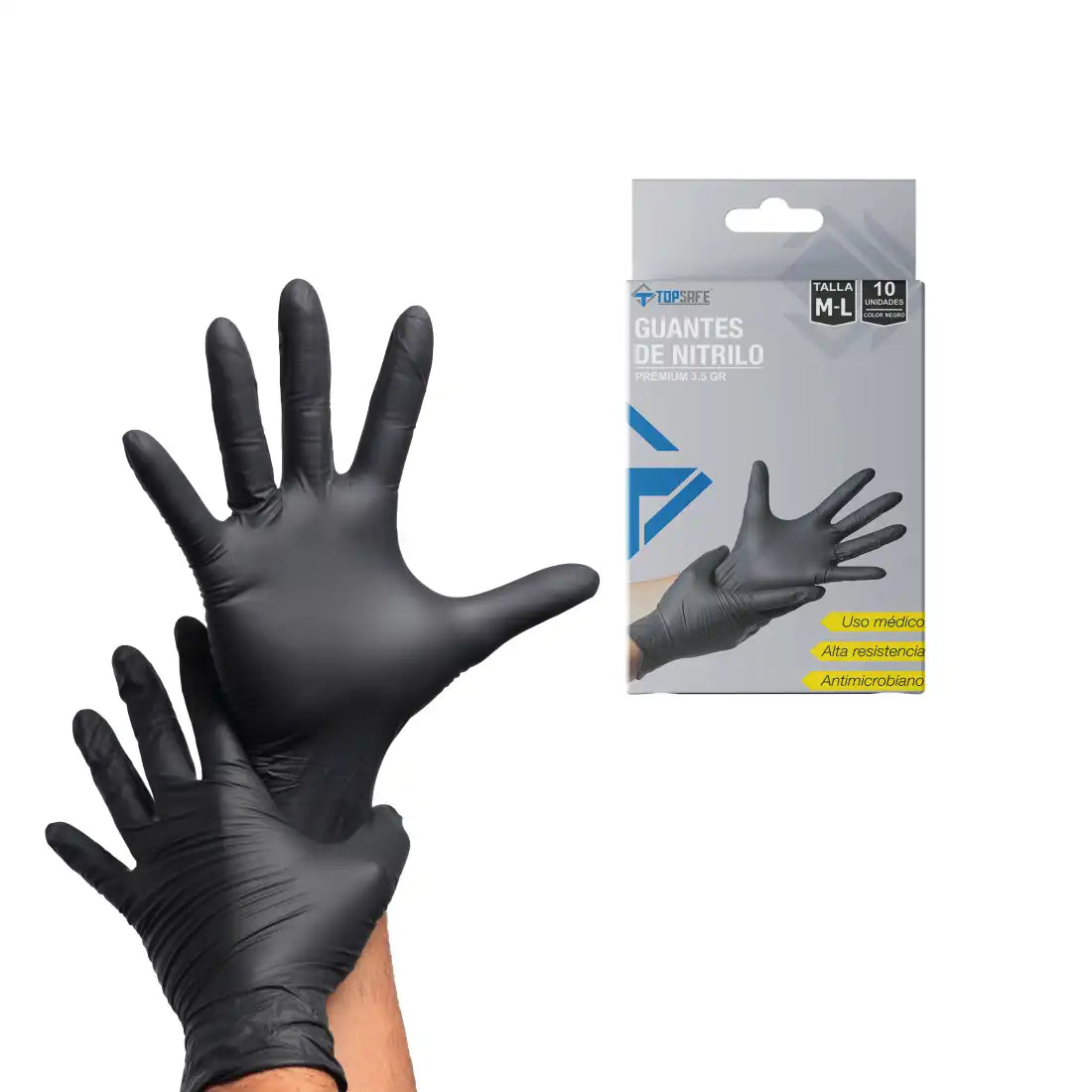 Guante de Nitrilo caja 3,5 gr. Negro (10ud)