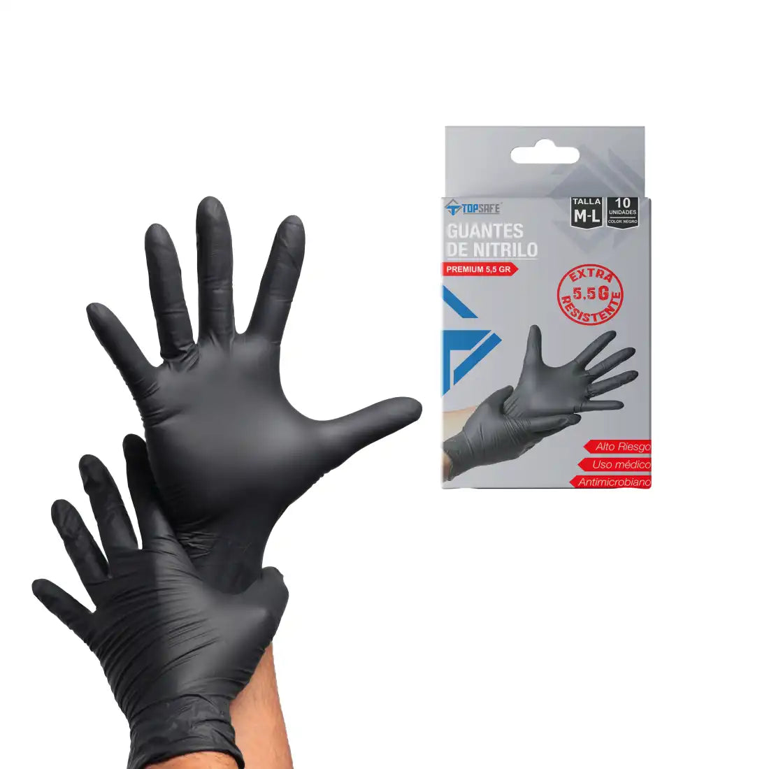 Guante de Nitrilo caja 5,5 gr. Negro (10ud)