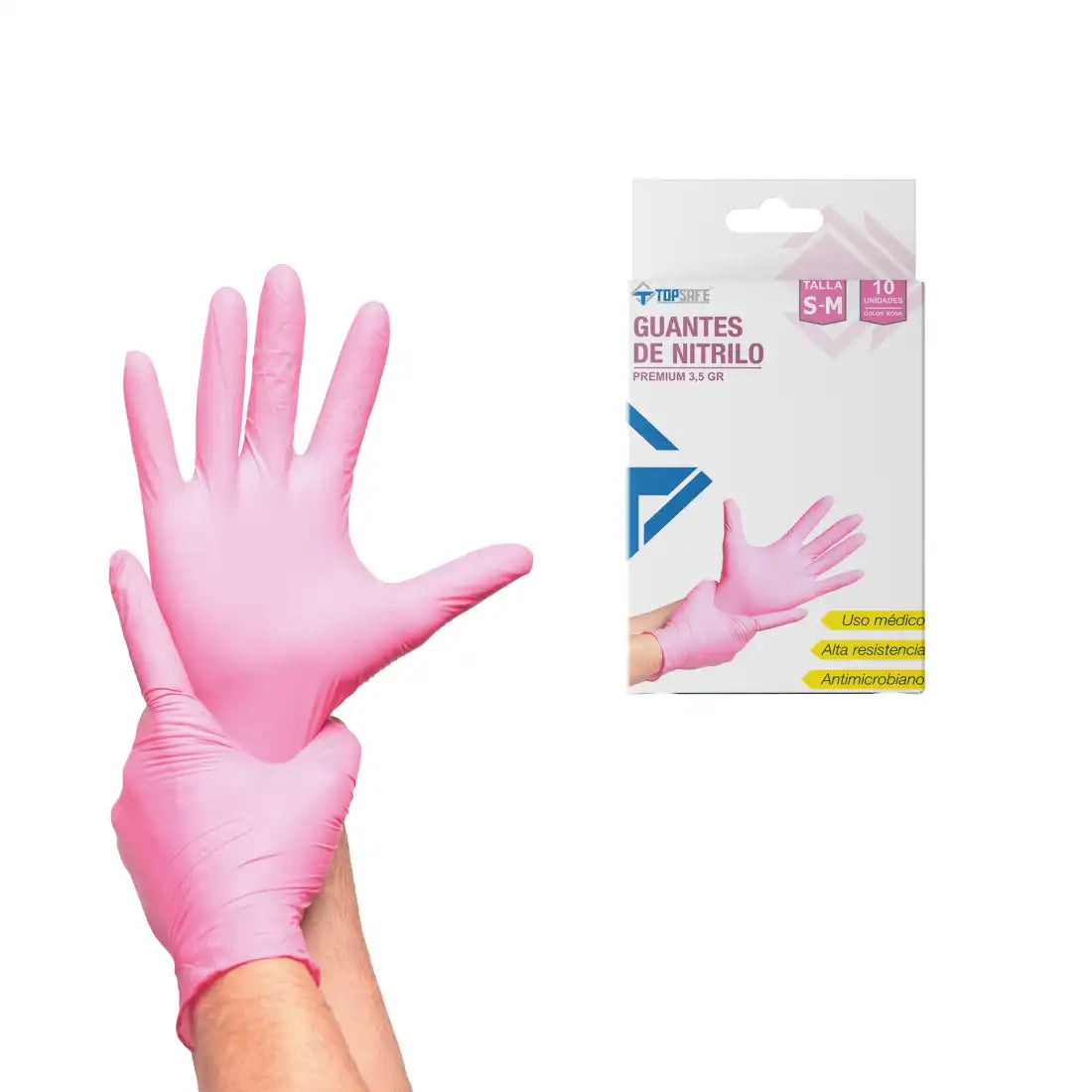 Guante de Nitrilo caja 3,5 gr. Rosado (10ud)