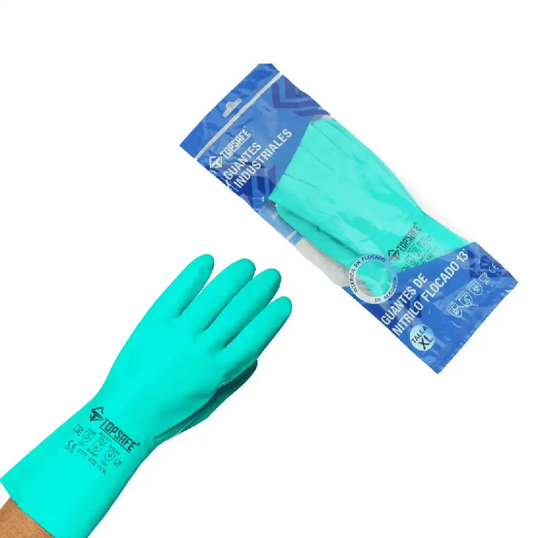 Guante de Nitrilo Flocado Verde (12ud)