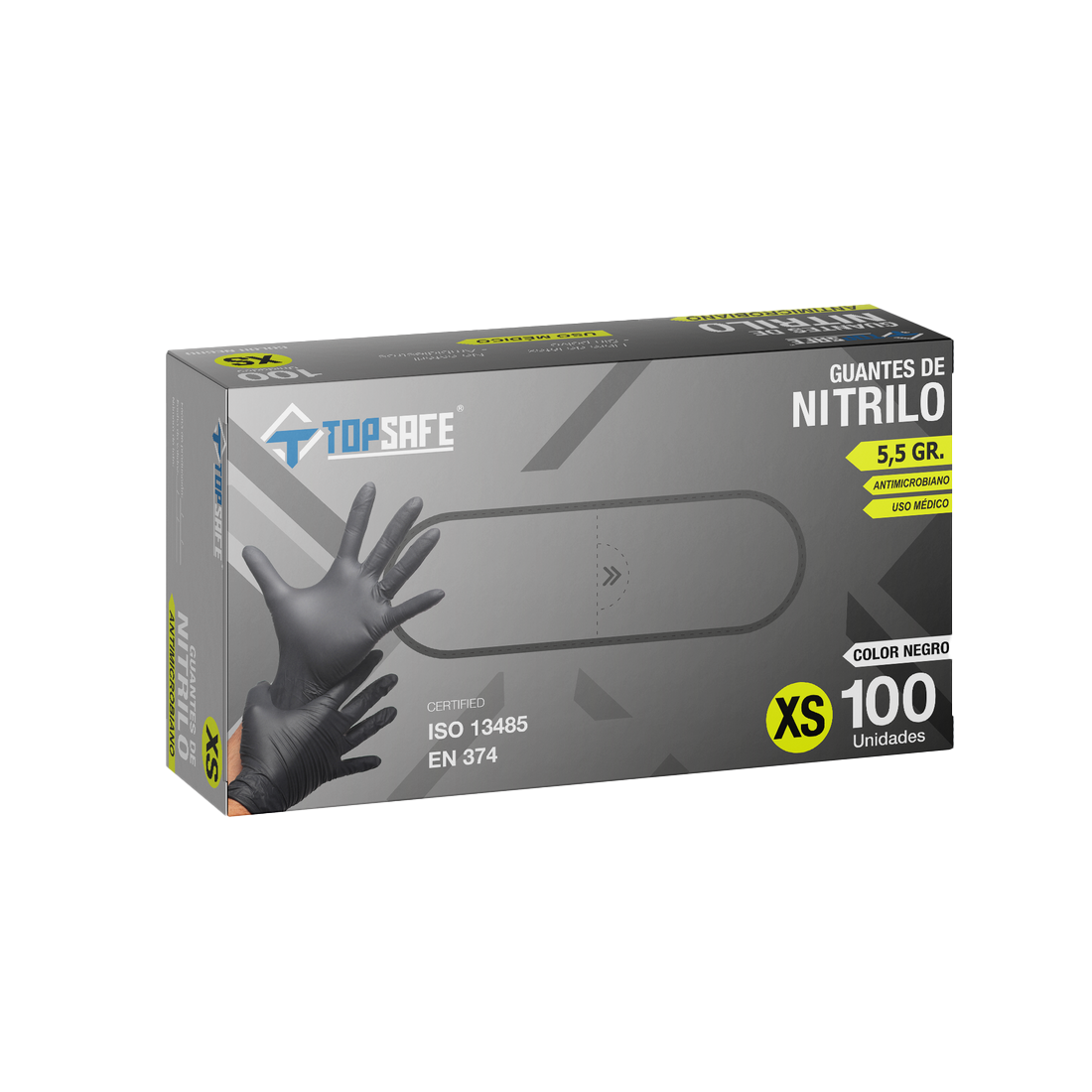 Guante de Nitrilo 5,5 gr. Negro (100u)